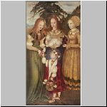 Katharinenaltar, linker Fluegel, Szene Die Heiligen Dorothea, Agnes und Kunigunde, 1506.jpg
